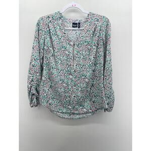 Cruel Denim Lavendar Purple Teal Zip‎ Quarter Zip Blouse